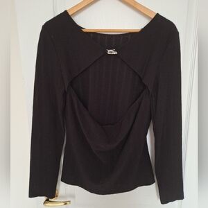 NWT Guess Open Back Buckle Detail Long Sleeve Embellishment Top Large